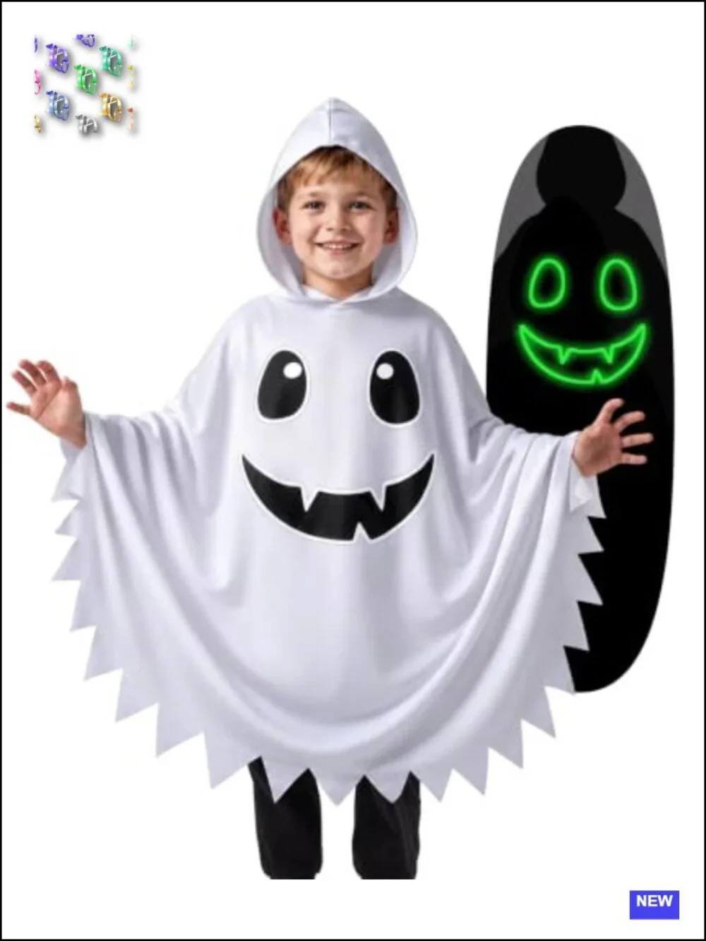 Kids Ghost Halloween Costume Hooded Cape Glow in Dark Polyester Party Favor